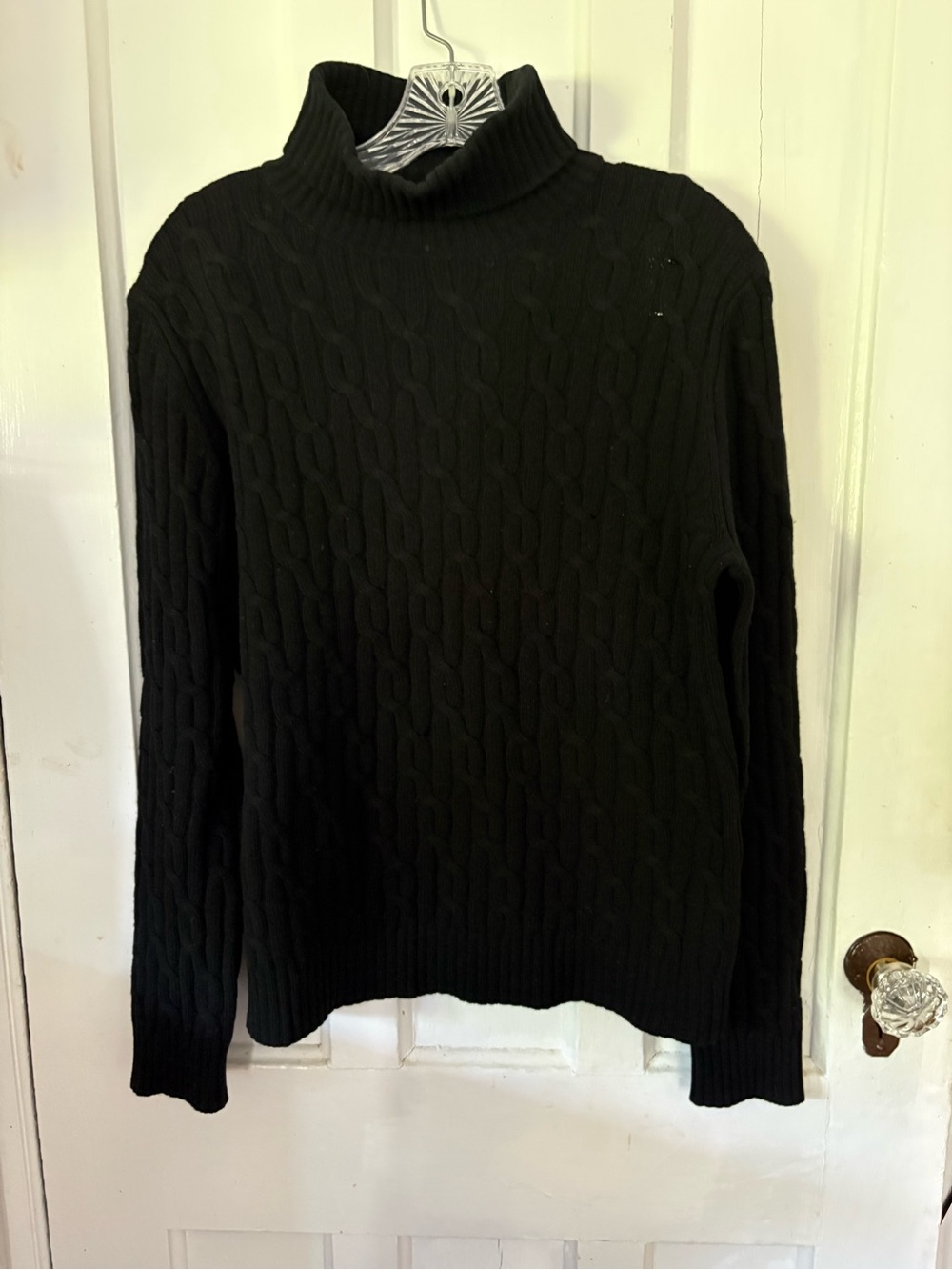 Brooks Brothers Black Cable Wool amd Cashmere Sweater